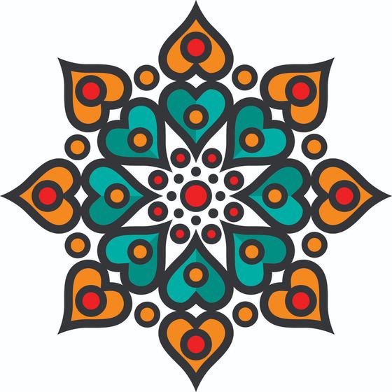 Flag of the Turkish Cuisine Movement — a central kilim motif surrounded by the symbols of the Turkic peoples