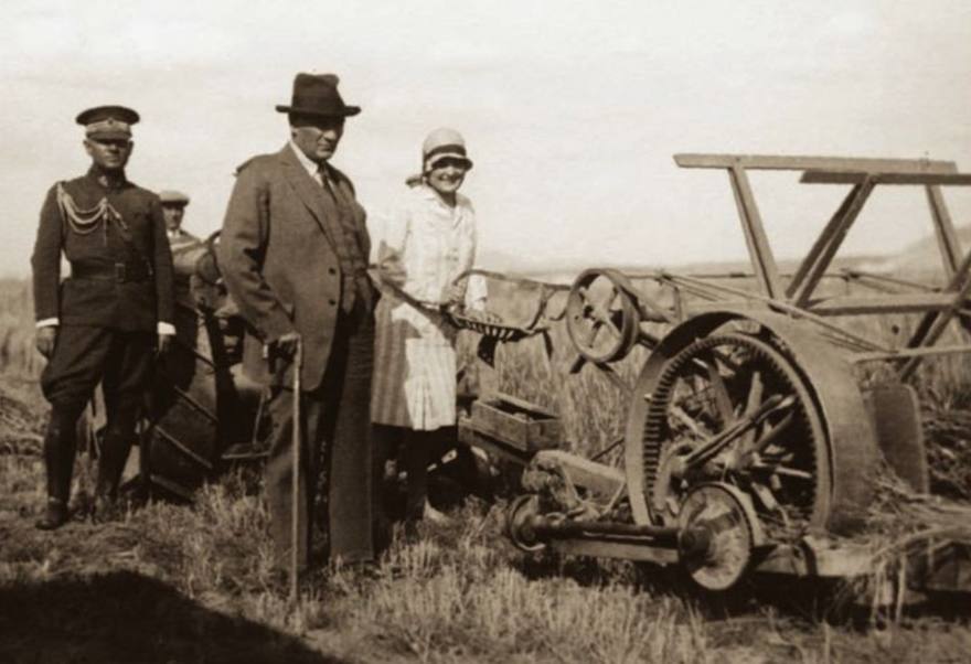 A tour of inspection among cultivated fields.
